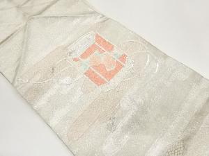 銀駒刺繍ヱ霞・貝桶に亀甲・菊模様名古屋帯